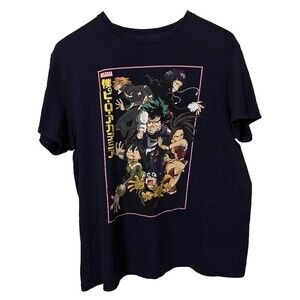 My Hero Academia Men's Size XL Navy Cast & Action Shot Graphic T-Shirt  -00098
